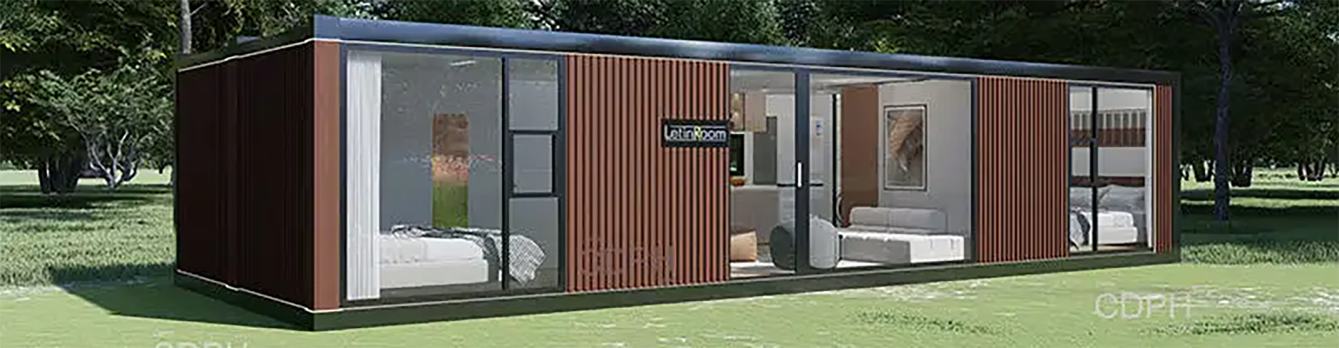 Completed modular housing, project scene